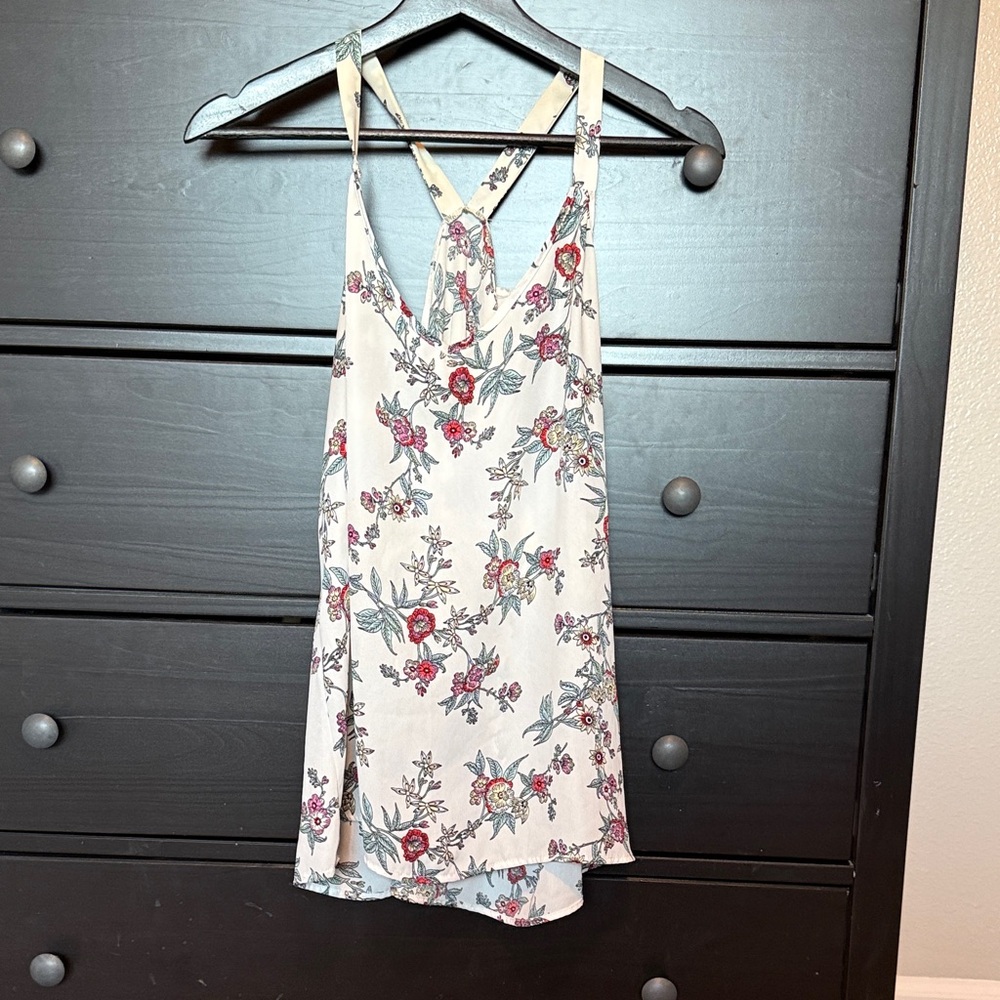 Pink Republic Floral Print Tank Top - Cream and Red